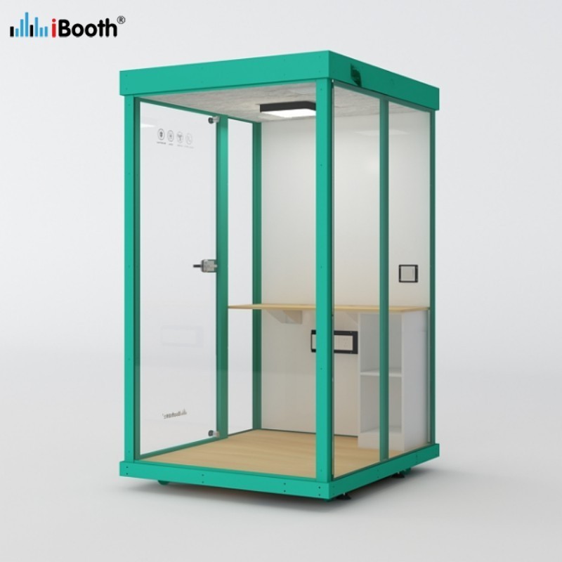 Factory Cheap Price 3 Glasses Wall Soundproof Cabin Green Color Commercial Silent Room Office with Ventilation