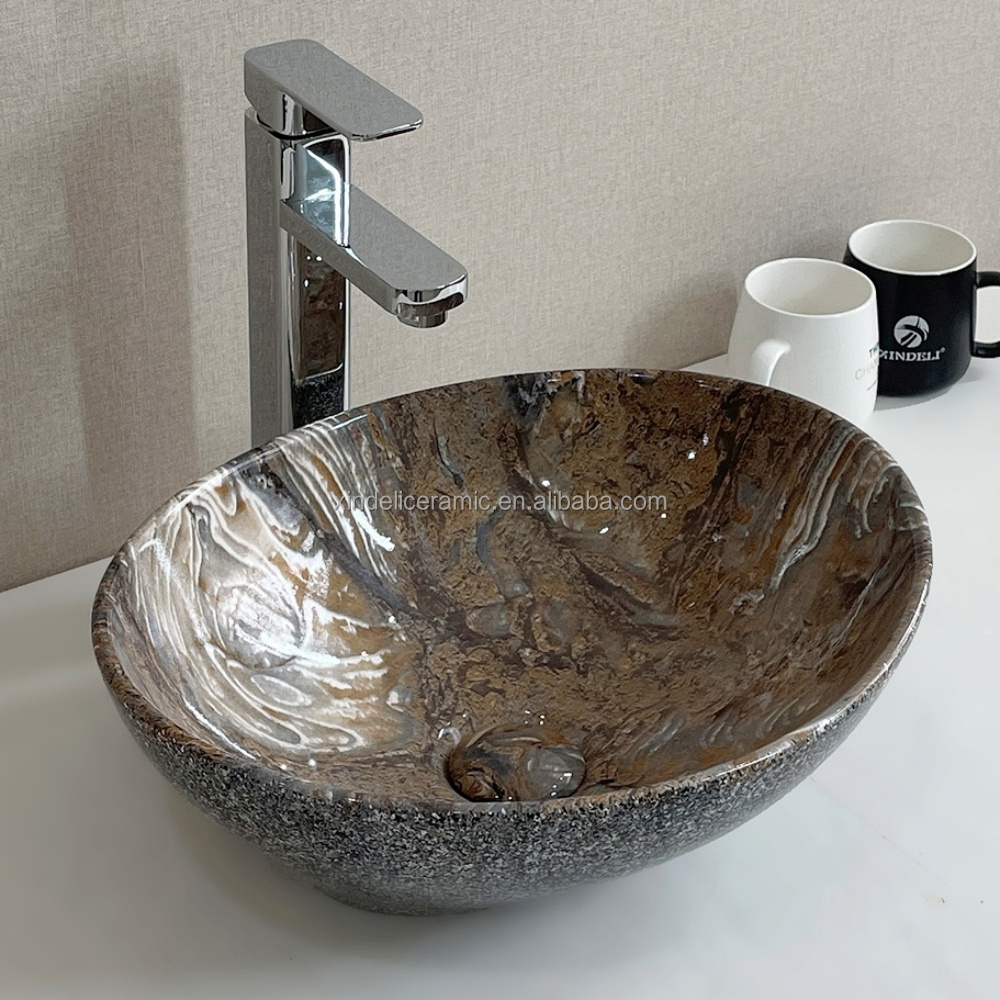 Lavabo Small Ceramic Granite Colored Bathroom Sink Washing Hands Oval Basin Bowl Ceramic