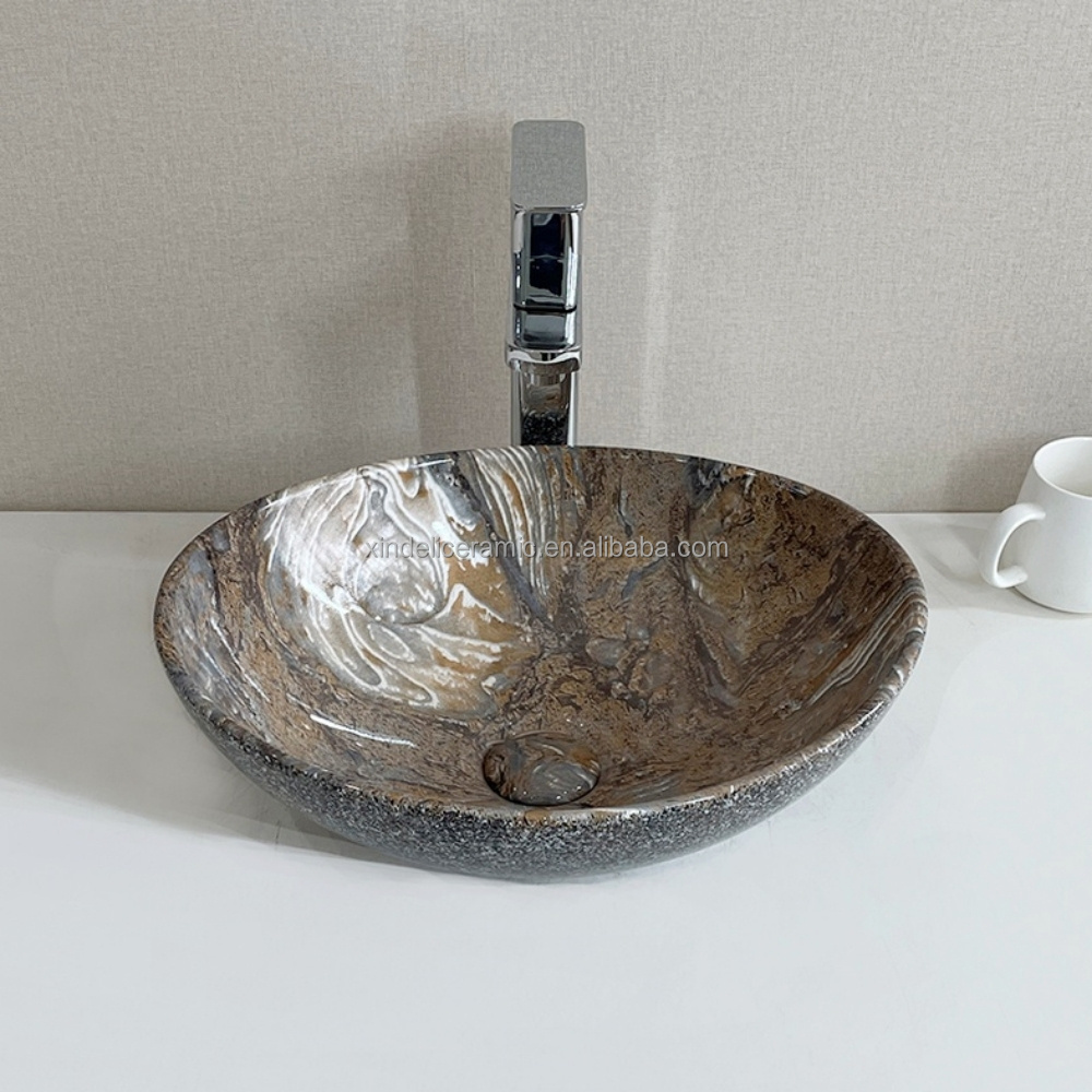 Lavabo Small Ceramic Granite Colored Bathroom Sink Washing Hands Oval Basin Bowl Ceramic