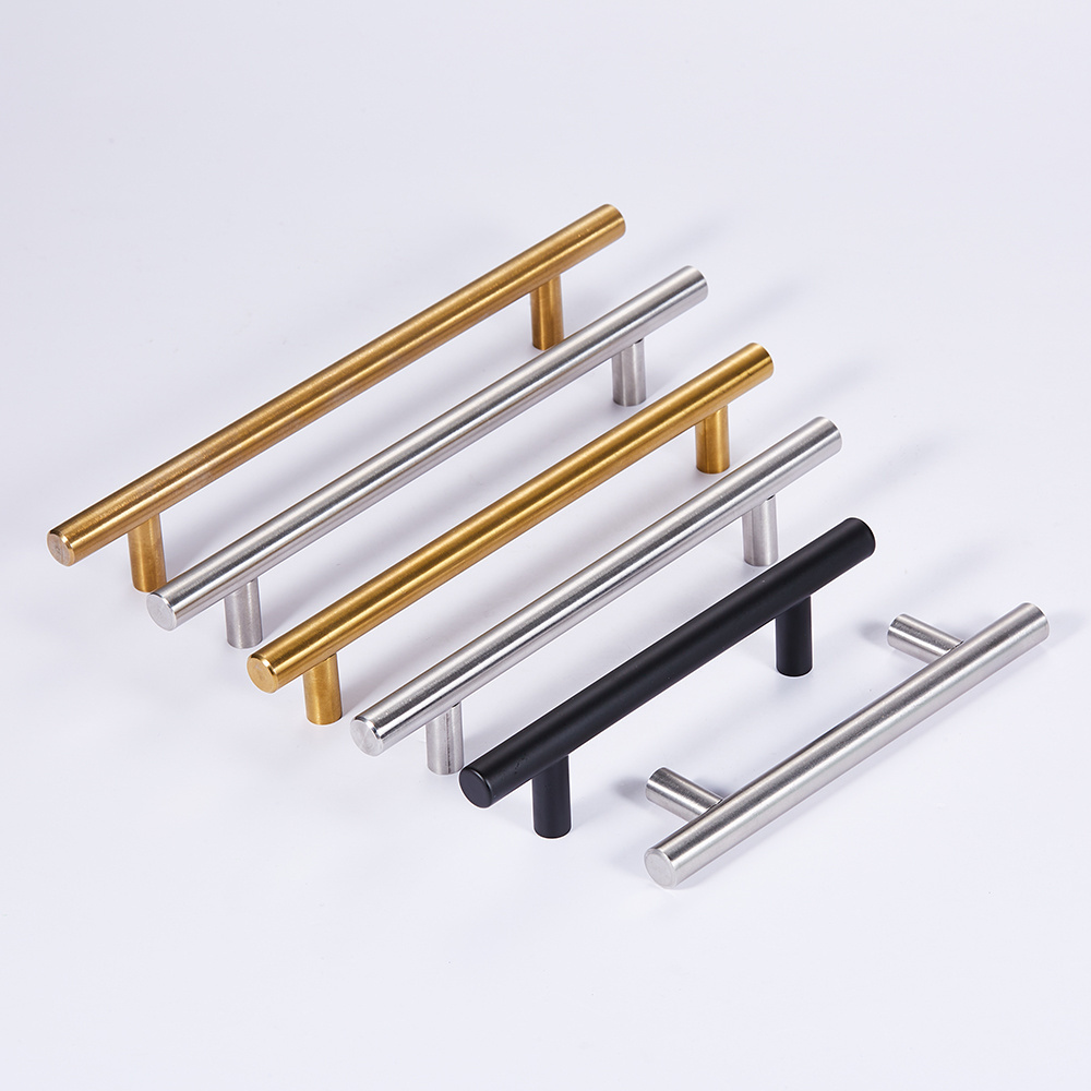 Hole Centers Stainless Steel Cabinet Pulls T Bar Modern Euro Style Dresser Brushed Kitchen Cupboard Pull Handles