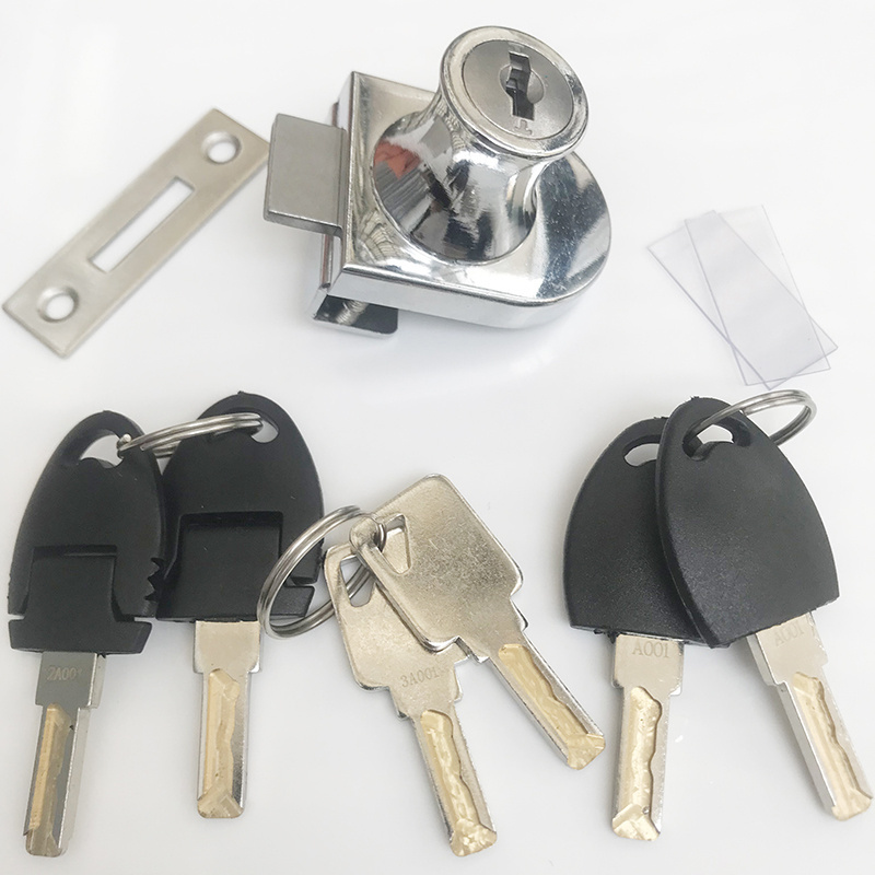 Wholesale price zinc alloy Triple glass lock for cabinet desk drawer lock