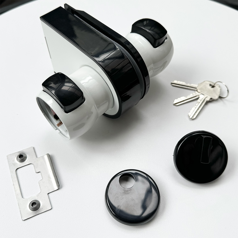 Door Security Single Side Cylinder Deadbolt Lock round knob panda zinc alloy glass door lock