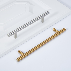 Customized Tube Handle Round T Bar Solid 304 Stainless Steel Wardrobe Drawer Handle Cabinet Pulls