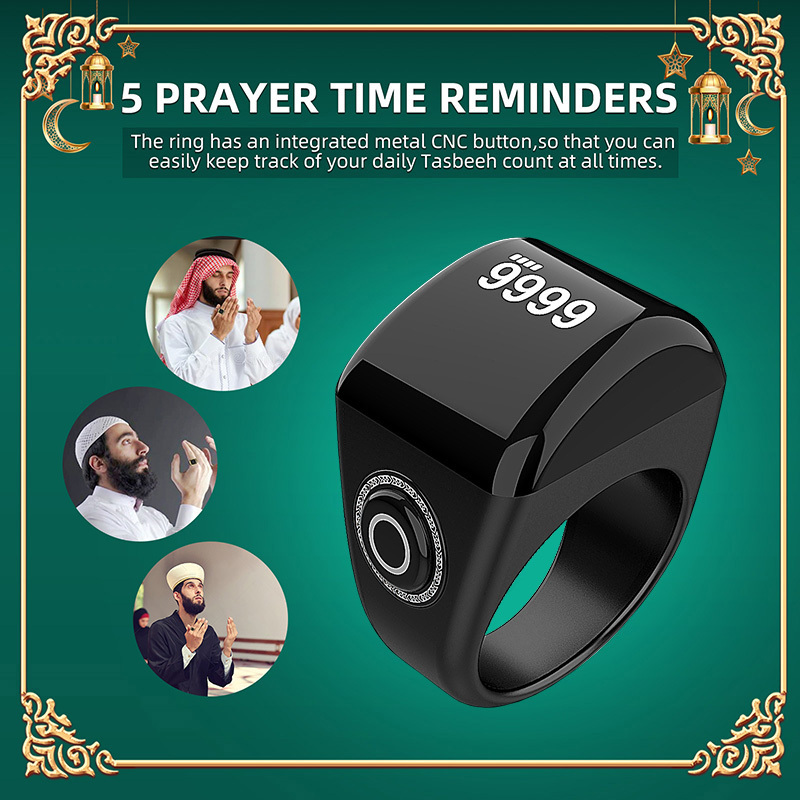 Zikr lite Muslim smart ring with tasbih beads function 2023 Top sale Muslim iqibla zikr ring tasbih counter