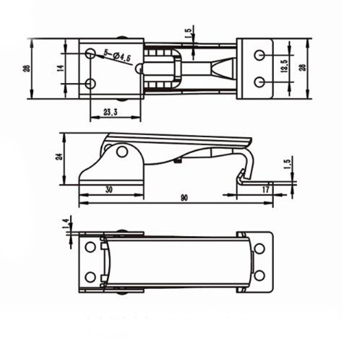 Stainless Steel Polished Machinery Catch Toggles Gate Latch Type Adjustable Toggle Latch Clamp for Door Hardware