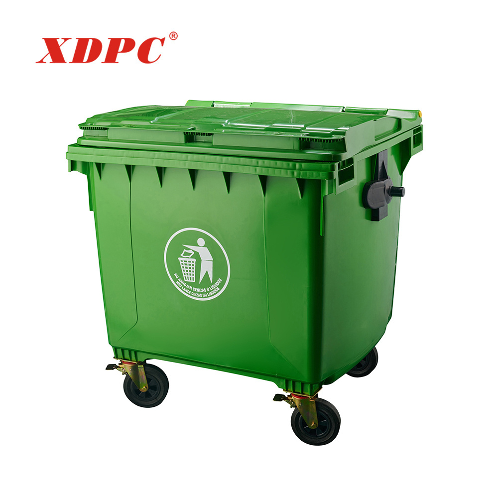 1100 liter plastic garbage bin waste container trolley with wheels