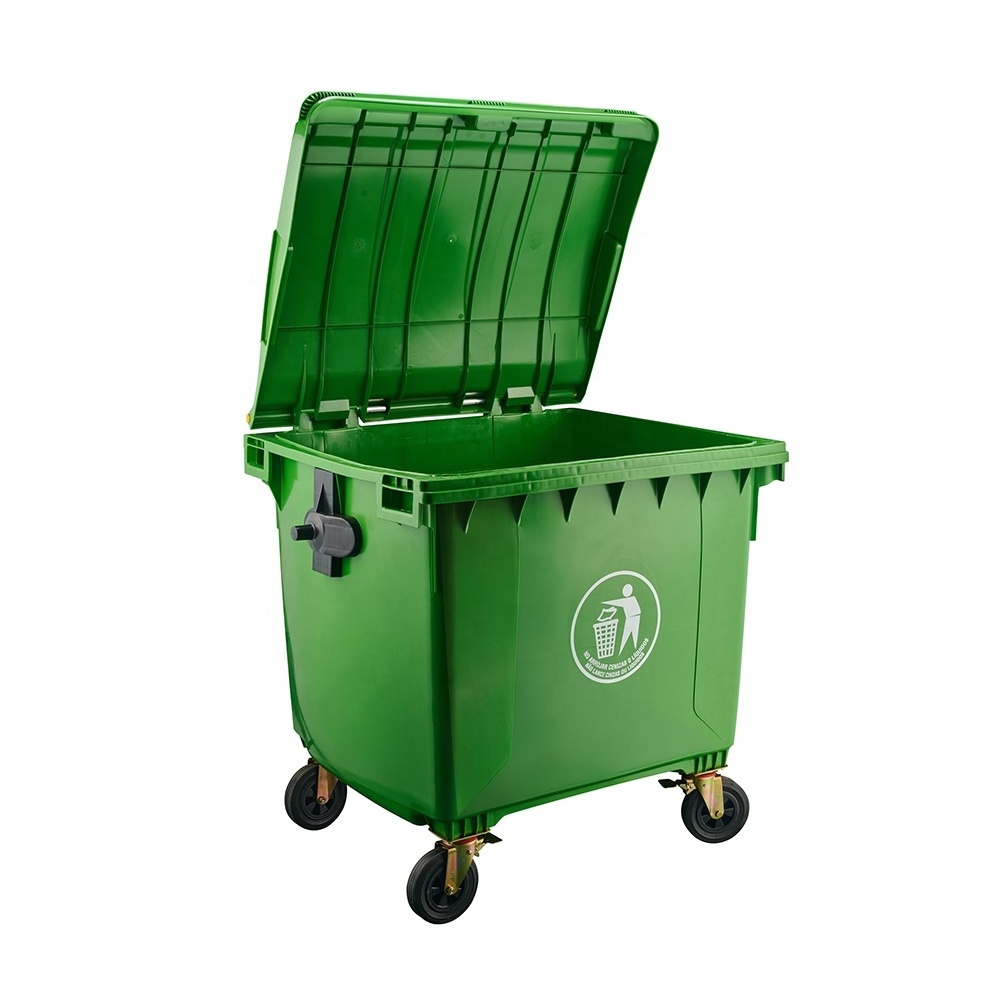 1100 liter plastic garbage bin waste container trolley with wheels