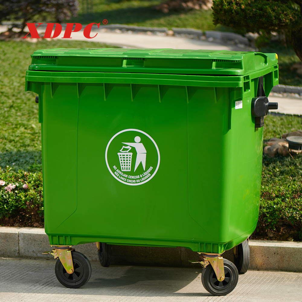 1100 liter plastic garbage bin waste container trolley with wheels