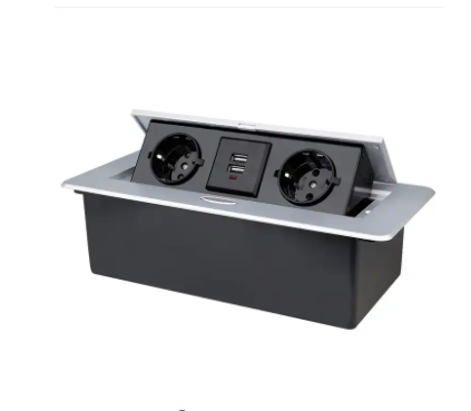 EU Pop Up Outlets with USB A  Ports Recessed Hidden Countertop Outlet Connectivity Box Conference Table Power Hub Power Strip