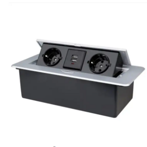 EU Pop Up Outlets with USB A  Ports Recessed Hidden Countertop Outlet Connectivity Box Conference Table Power Hub Power Strip