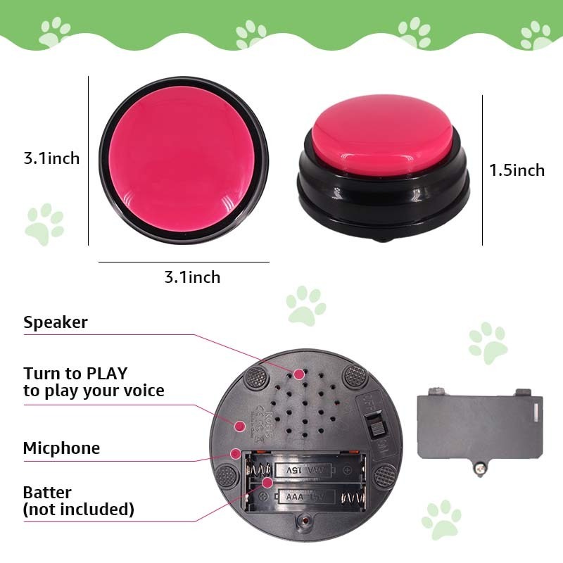 Wholesale Customization Dog Buttons Training Pet Communication Buzzer Voice Recordable Dog Button