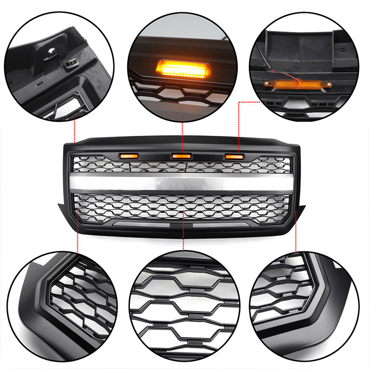 4X4 Accessories  Black Honeycomb Radiator Bumper Car Grille Front Grille For Chevrolet Silverado 1500 2016-2018