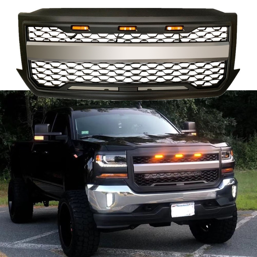 4X4 Accessories  Black Honeycomb Radiator Bumper Car Grille Front Grille For Chevrolet Silverado 1500 2016-2018