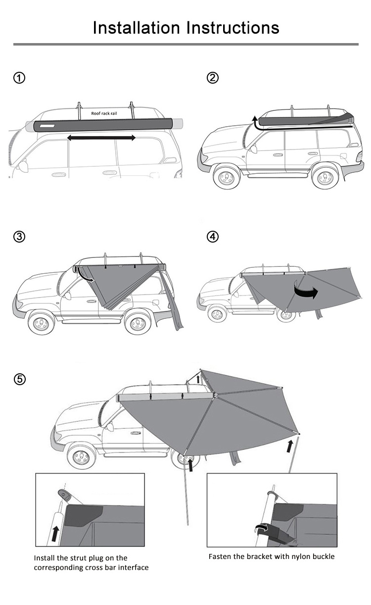 Hot Sale High Quality Universal 270 Degree Off-road Camping Car Roof Top Tent for Jeep Ford Toyota Nissan Mitsubishi Dodge