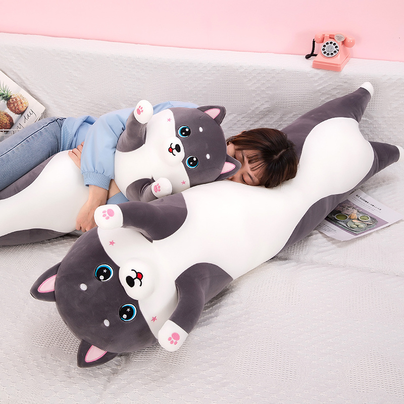 Husky Long Pillow Plush Toy Big Puppy Decoration Toys Dog Throw Pillow Presents Girl's Birthday 150 Cm Girls Dog Toy