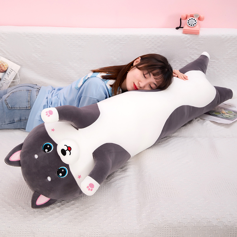 Husky Long Pillow Plush Toy Big Puppy Decoration Toys Dog Throw Pillow Presents Girl's Birthday 150 Cm Girls Dog Toy