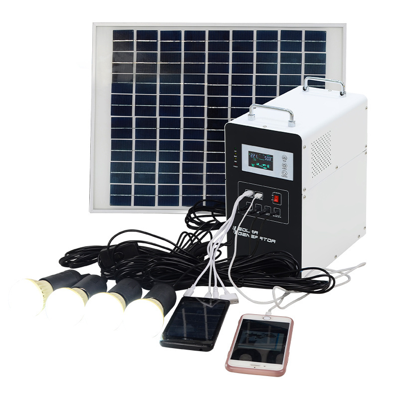 Newest Design 30W 12V 9AH Portable Mini Solar Power Kit energy with MP3 and LED Lamp for home garden price