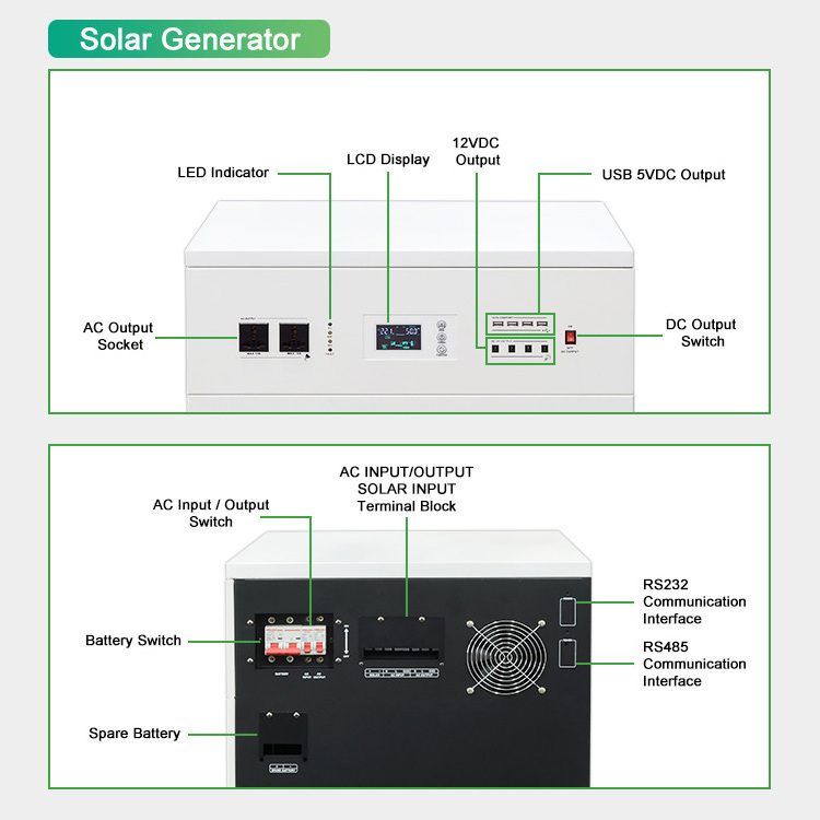 Portable Electric 1000w 300w 600w 6000 watt Solar Power Powered House Generator with Solar Panels 1000w Complete Set 500watt