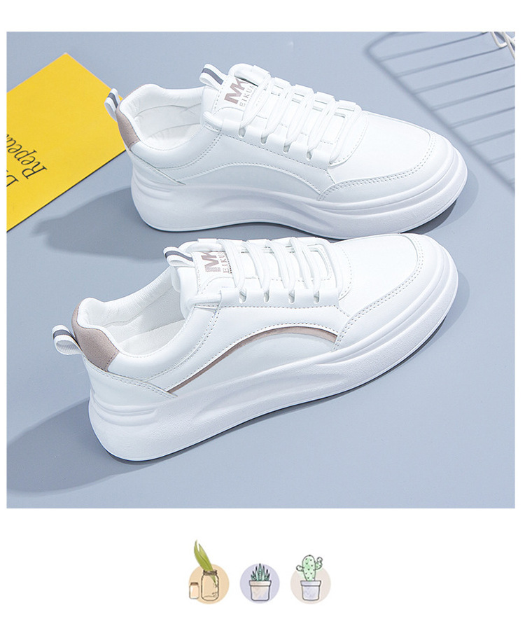 PU Upper Lady Women's White Shoes Low Cut Flat Sneakers White Walking Shoes For Women Lady