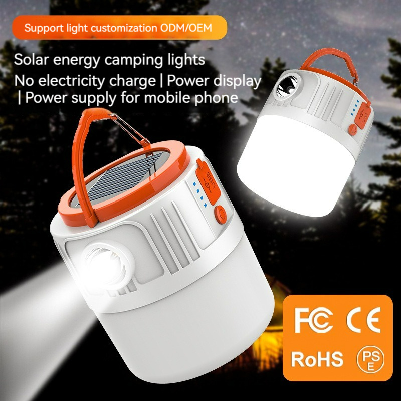 Solar Lantern Light 5 Modes USB Solar Portable Tent Lamp Outdoor Night LED Bulb Lamps Market Emergency Camping Light