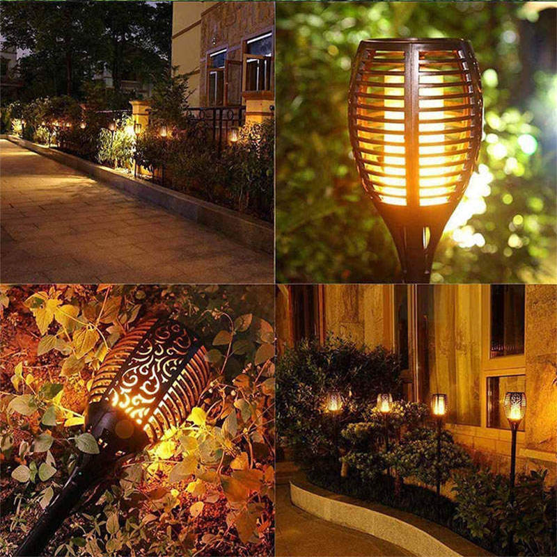 Christmas Halloween Super Bright Solar Outdoor Waterproof 51Led Torch Light Flame Lamp Flickering Flame Garden Lights