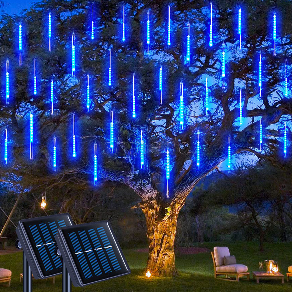 Christmas Home Outdoor Lighting 50cm Led Meteor Shower Rain Lights Pendant Lamp 10 Tubes Warm White Colorful Solar Drop Meteor