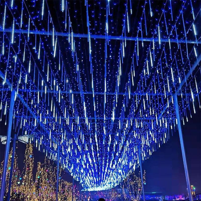 Solar Meteor Shower Lights Outdoor 8 Tubes Led Meteor Christmas Lights Garland Falling Rain Lights For Party