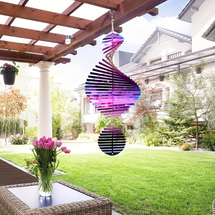 Butterfly Wind Spinner With Tail Spinner 3D Gradient Color Garden Spinner With Ball Spiral Tail Kinetic Hanging Wind Catcher