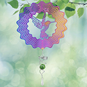 Butterfly Wind Spinner With Tail Spinner 3D Gradient Color Garden Spinner With Ball Spiral Tail Kinetic Hanging Wind Catcher