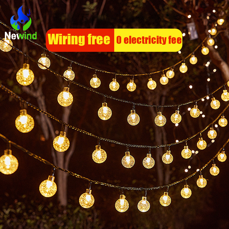 2.4m 7m Effect IP65 Waterproof Christmas Garden Lights Outdoor Decor Round Solar Power Led String Light