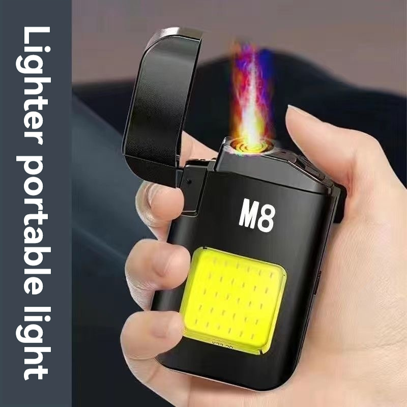 2024 Best Gifts Multifunction Waterproof Camping Gadgets Dual Arc Lighter Survivable Lighter With Flashlight