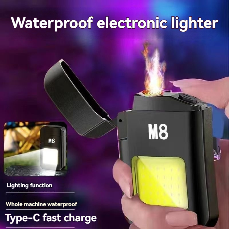 2024 Best Gifts Multifunction Waterproof Camping Gadgets Dual Arc Lighter Survivable Lighter With Flashlight