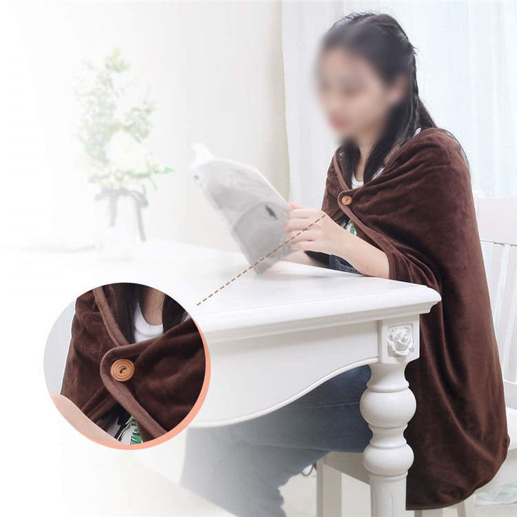 2023 Flannel Smart Portable Battery Rechargeable Electric Usb Wearable Heated Blanket Shawl