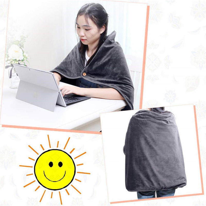 2023 Flannel Smart Portable Battery Rechargeable Electric Usb Wearable Heated Blanket Shawl