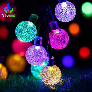 2.4m 7m Effect IP65 Waterproof Christmas Garden Lights Outdoor Decor Round Solar Power Led String Light