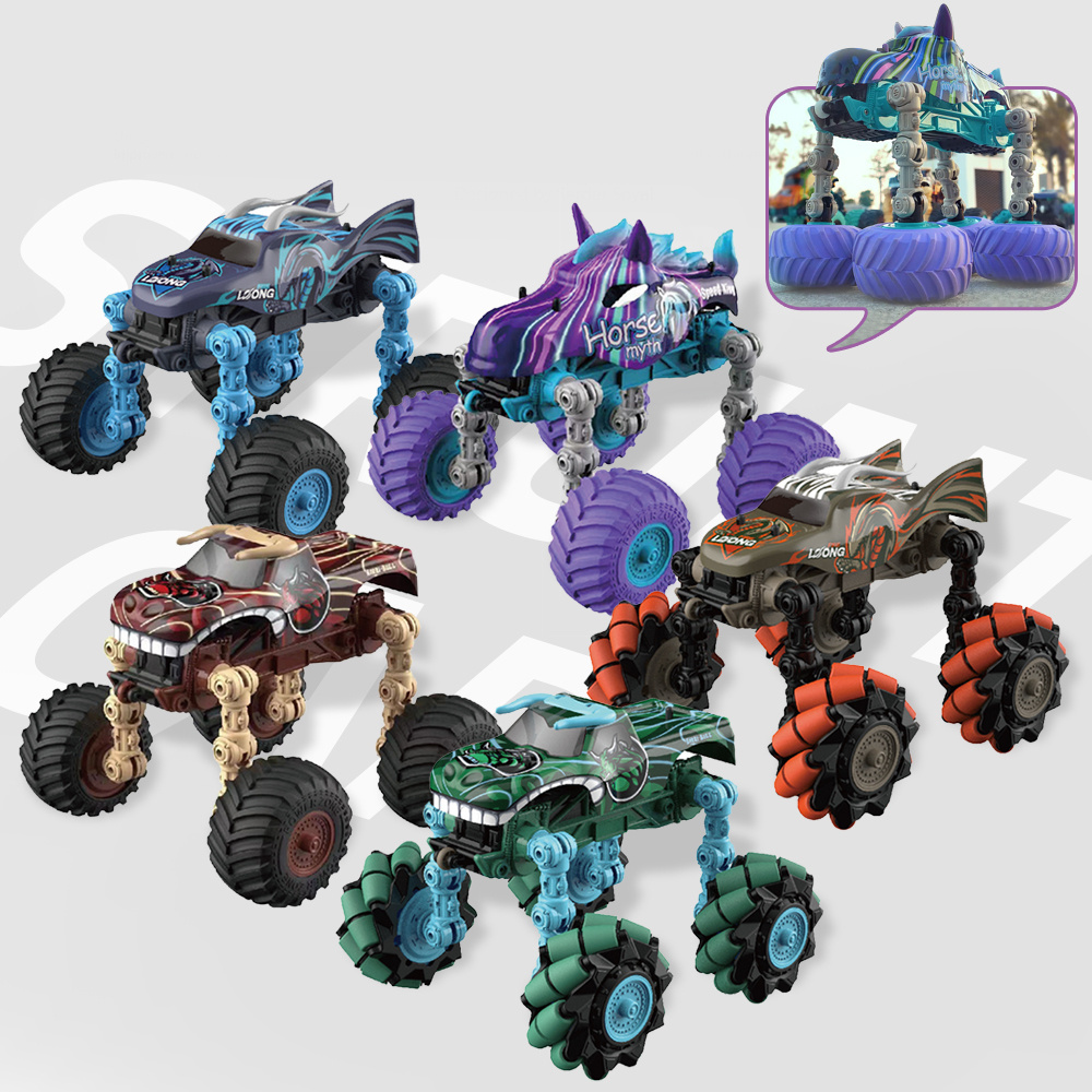 Hot Selling Stunt Wheels Cool Light RC Dinosaur Monster Truck For Kids