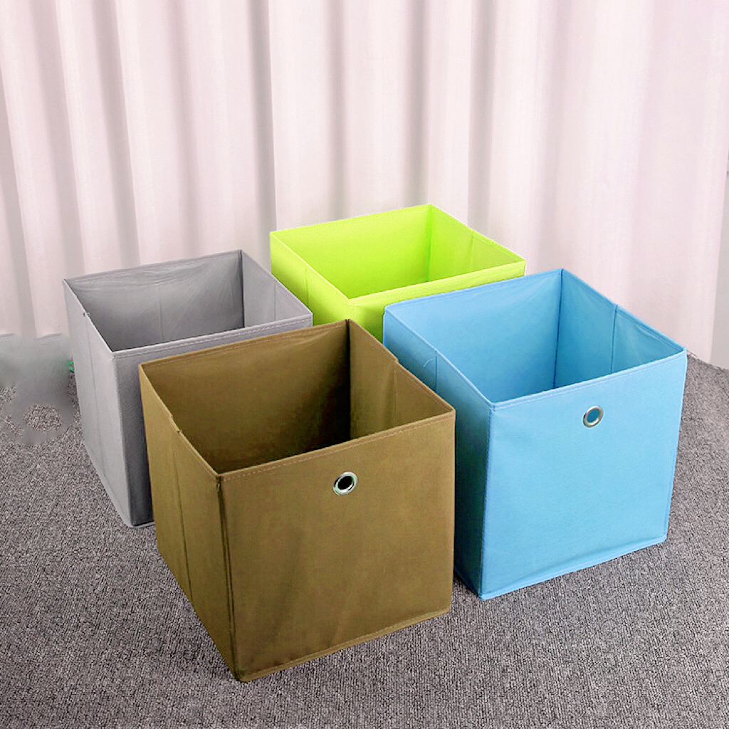 Custom LOGO Household Folding Non-woven Fabric Storage Box Cube Bin For Children Toys Sundries Collapsible Organizer