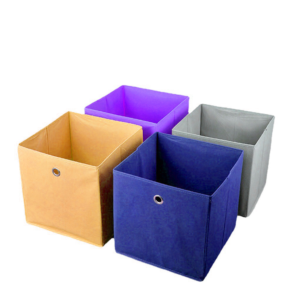 Custom LOGO Household Folding Non-woven Fabric Storage Box Cube Bin For Children Toys Sundries Collapsible Organizer