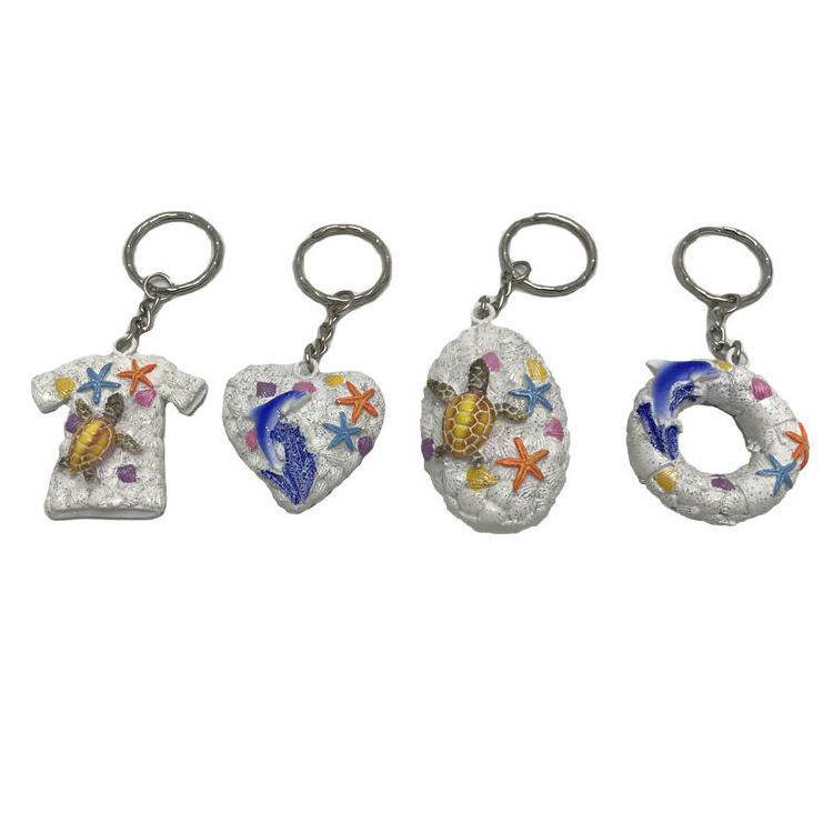 Wholesale beach souvenir keychain resin marine life sea turtle key chain