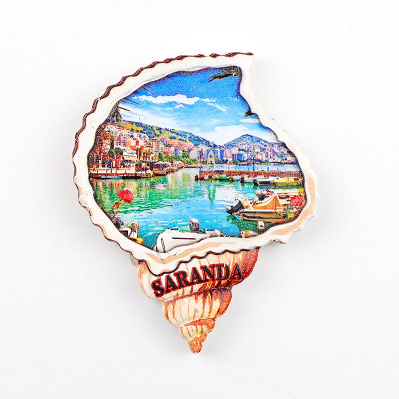 Customised printed logo shape beach sea ocean tourist souvenir 3d poly resin fridge magnet