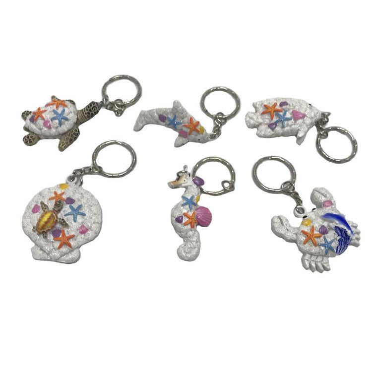 Wholesale beach souvenir keychain resin marine life sea turtle key chain