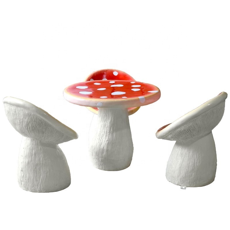 Resin mushroom shape  table & chair for garden decoration