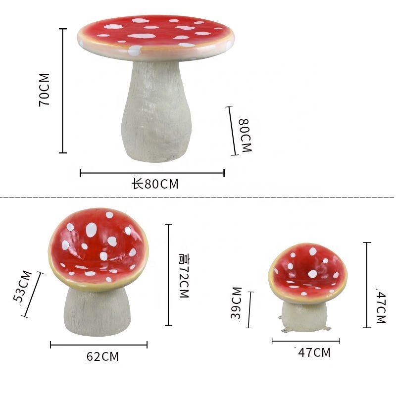 Resin mushroom shape  table & chair for garden decoration