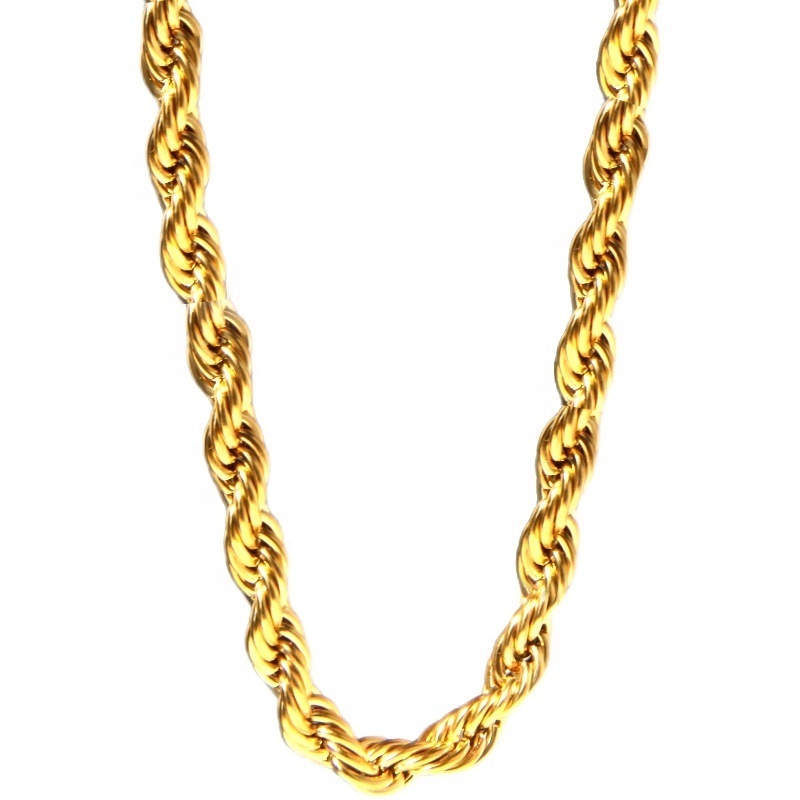 Xinfly summer Custom 6MM Thick Pure 18K Real Yellow Gold Twisted Au750 Rope Link Chain fine Jewelry Necklace