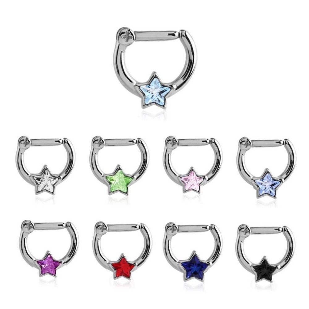 Star Nose Ring Hoop 16 Gauge Septum Piercing Clicker Xinfocus Body Jewelry