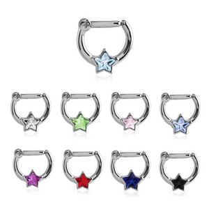 Star Nose Ring Hoop 16 Gauge Septum Piercing Clicker Xinfocus Body Jewelry