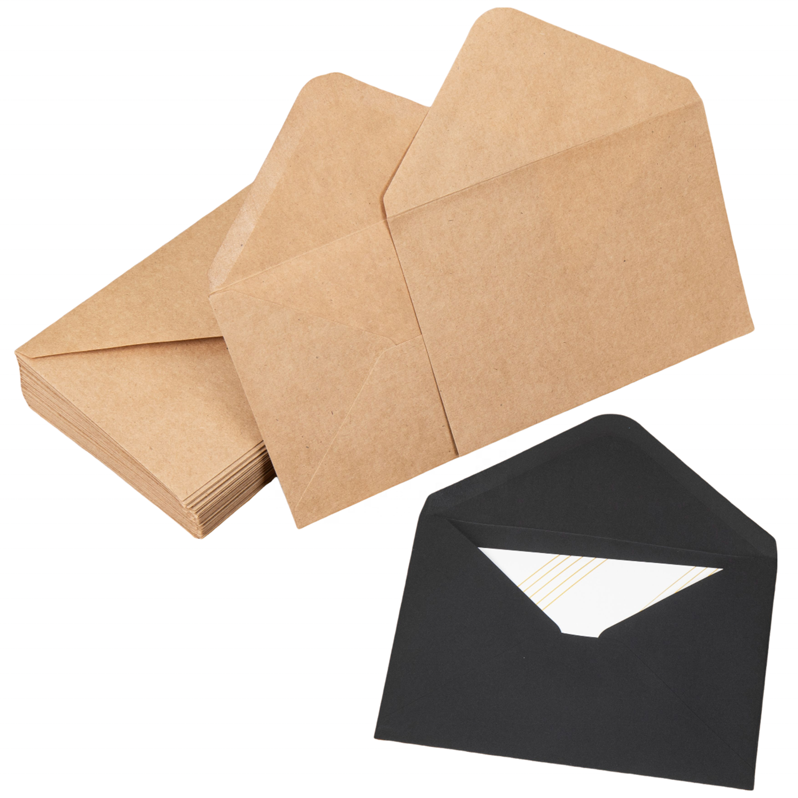 Black Paper Envelopes with Saliva Glue Self-adhesive Triangle Greeting Card Kraft Paper Western-style Small Envelope Packaging