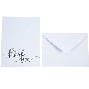 Custom Blank White Thank You Card with Envelopes for Small Business Retail Birthday Wedding Sticker Paper Envelope Pouch Bag