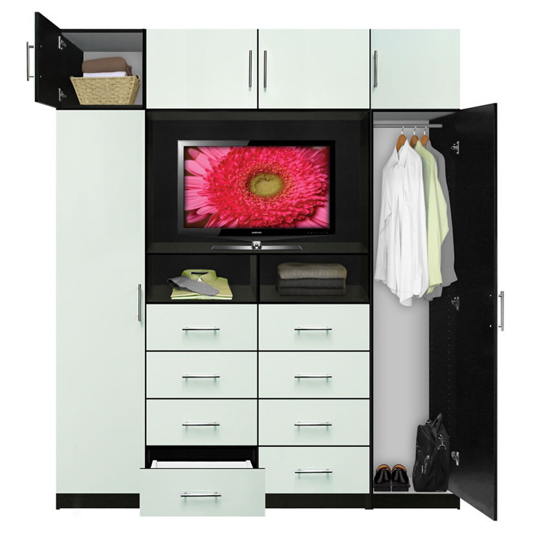 High Glossy Decorative Tv Cabinet Wardrobe with tv unitsarmoire Chest with TV Space and Cabinet Doors