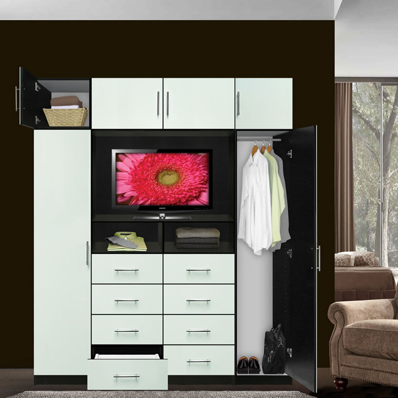 High Glossy Decorative Tv Cabinet Wardrobe with tv unitsarmoire Chest with TV Space and Cabinet Doors